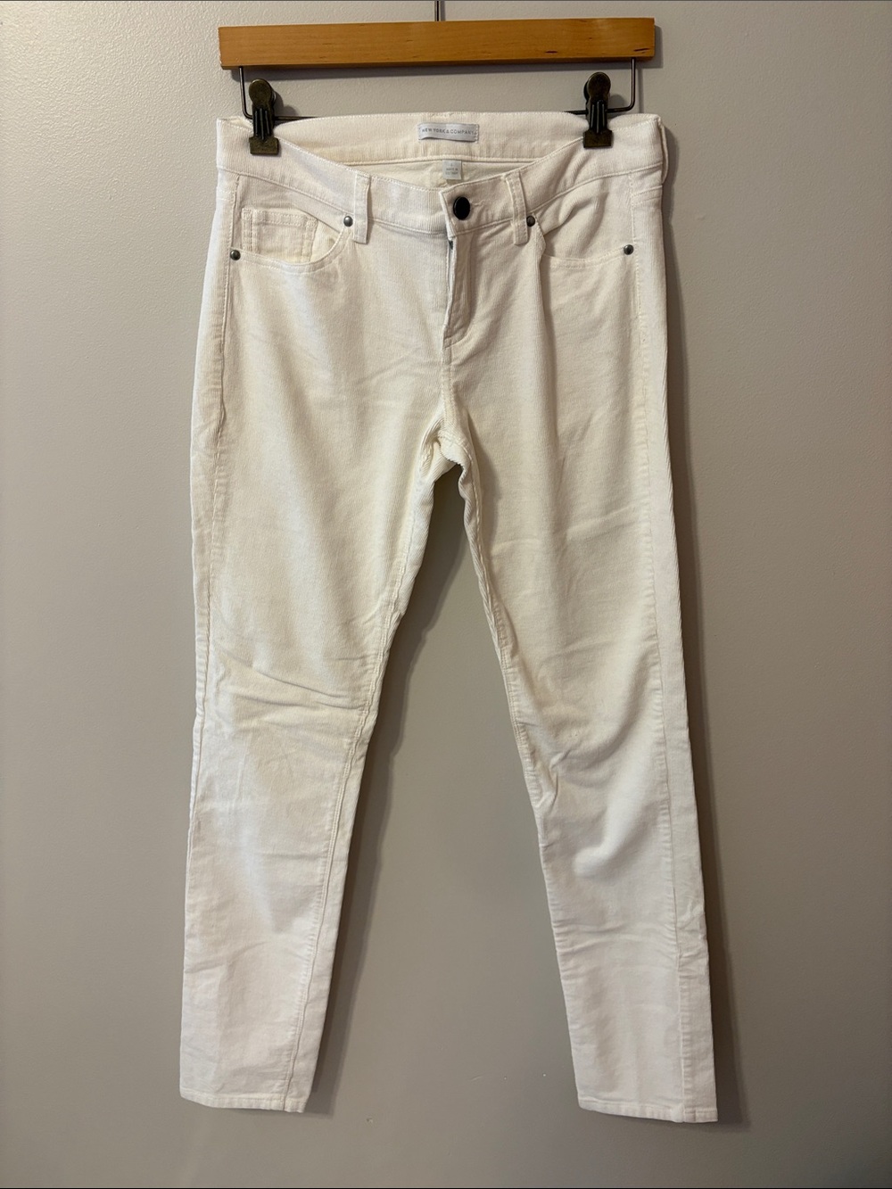 New York & Company cream Corduroy Stretch Skinny Pants